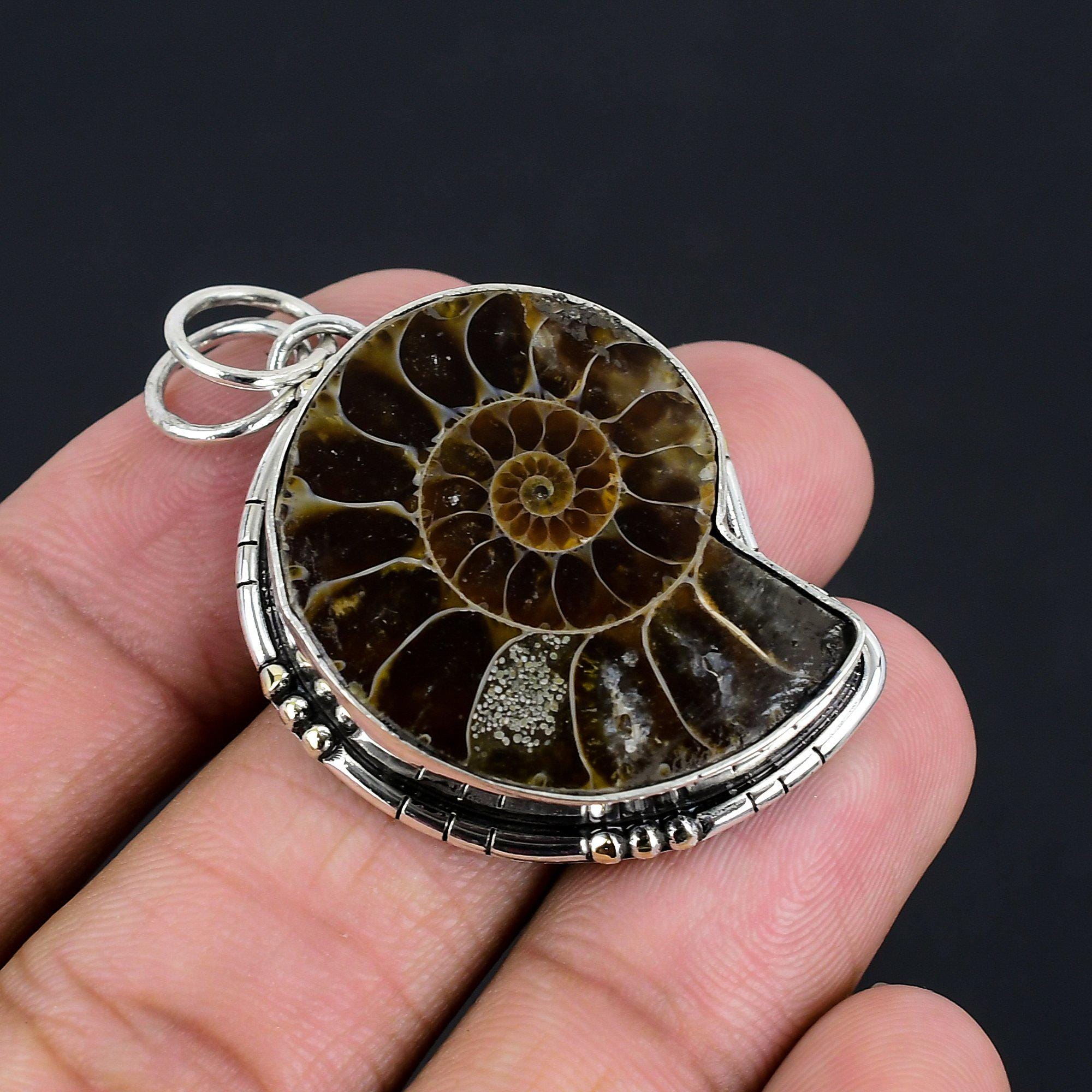 Ciondolo Godatite Ammonite Trafitto - Gioielli Collana Con Pietre Preziose | Grotta Di Cristallo - Foto 3