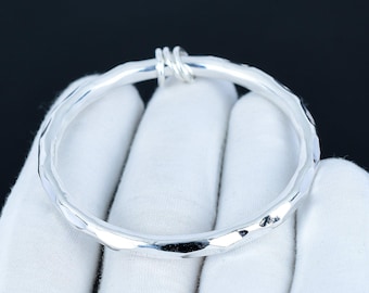 Spinner Bangle-925 Sterling Silver Bangle-Handmade Bangle-Hammered Spinner Bangle-Stacking Bangles 925 Silver Bangle For Wedding gift