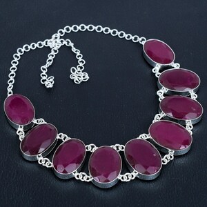 Red Ruby Gemstone Necklace-925 Sterling Silver Jewelry-Handmade Jewelry-Designer Necklace-Natural Gemstone Necklace For Christmas Gift
