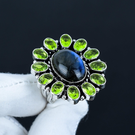 Bague Argent 925 Labradorite Forme Serpent - Taille 54 - Neuf Avec Défauts Mineurs - Poinçon