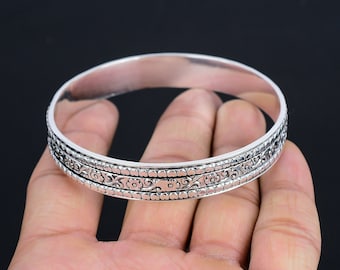 Handmade Sterling Silver Spinner Bangle: Vintage Design