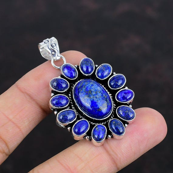 Collier En Argent Sterling 925 Avec Pierre Lapis-lazuli - Fait Main, Longueur 18 Pouces, Réglable - Neuf Sans Emballage