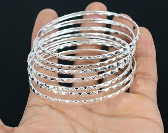 925 Sterling Silver Bangle-Stackable Bangle-5 Bangle of Set-Handmade Bangle-Designer Bangle -Women's Bangle-Silver Bangle gift For Holidays