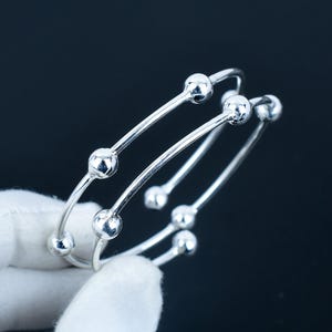Handmade Sterling Silver Bangle Set: Stacking Bangles, Vintage Design