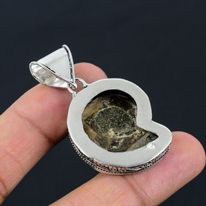 Ammonite Gemstone Silver Pendant-925 Sterling silver Pendant-Handmade Jewellry-Ammonite silver Vintage Pendant jewelry for Birthday Gifts zdjęcie 8