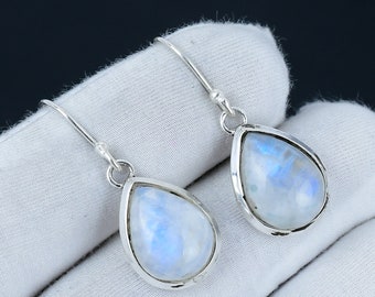Orecchini blu acquamarina in argento sterling 925 con nodo celtico ossidato vintage pendenti con chiusura a leva e pietra portafortuna di marzo regali di compleanno per donne