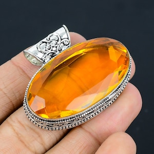 Handmade Citrine 925 Sterling Silver Pendant - Vintage Design