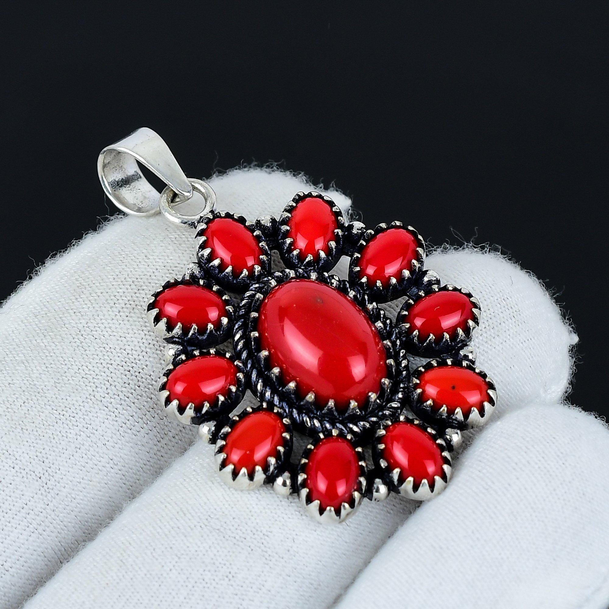 Red Coral Pendant - Etsy