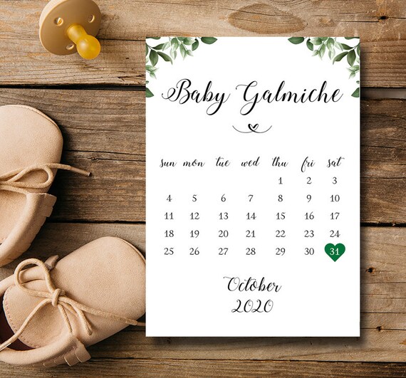 Printable pregnancy announcement calendar card baby Etsy