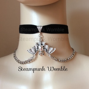 Black velvet bat choker, Gothic choker necklace, Vampire cosplay, Gift for bat lovers, Wiccan jewelry for women, Goth choker, Wiccan gift