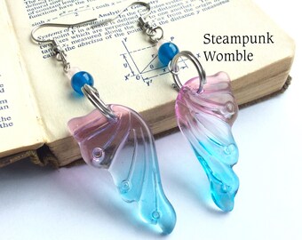 Fairy wing earrings, Dangle earrings women, Fairy jewellery, Fairy gift for women, Fairy earrings, Rose quartz jewelry, Quirky earrings