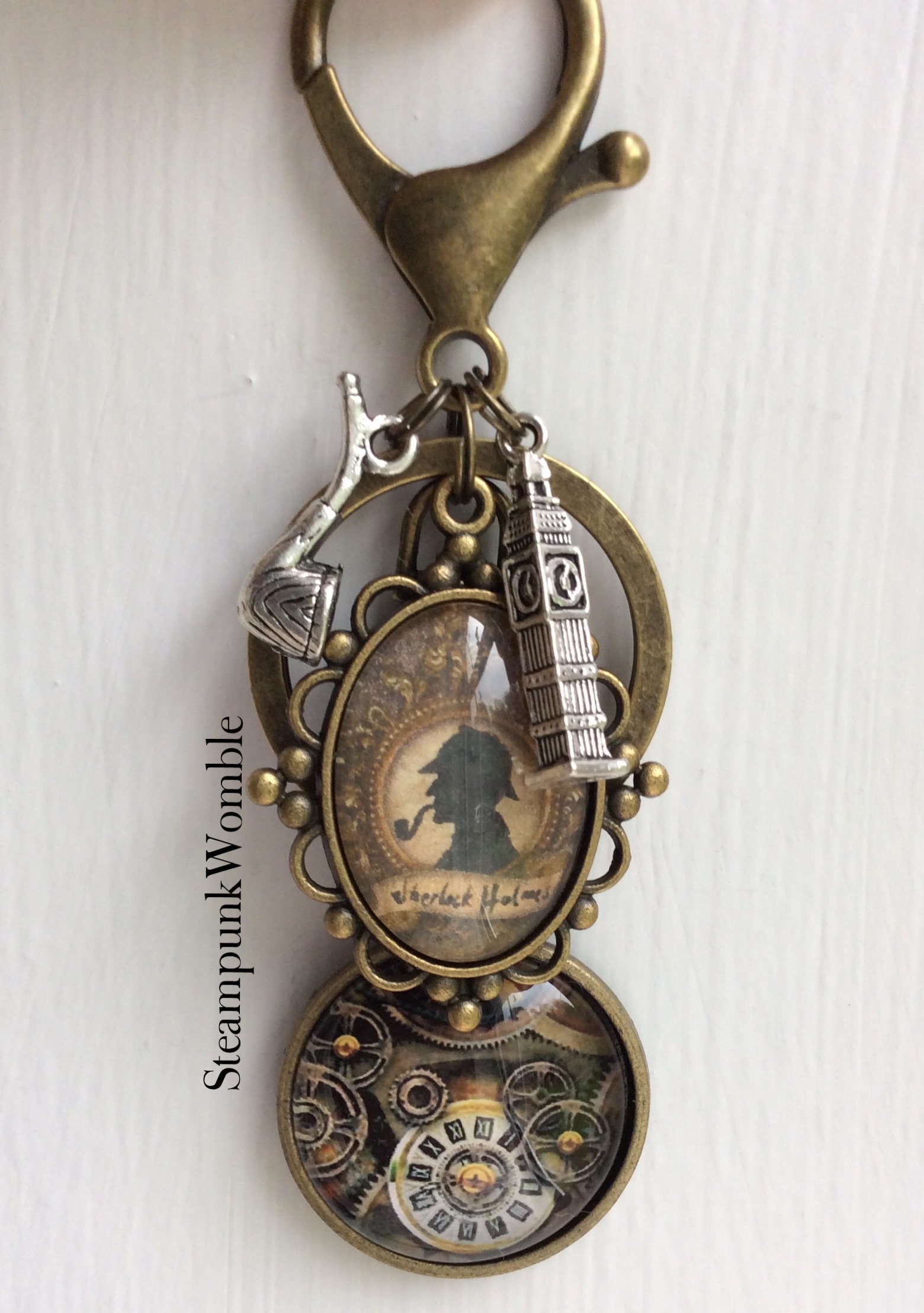 Sherlock Holmes gift Steampunk keychain Sherlockian gift Etsy