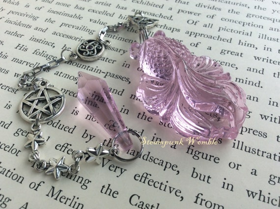 Scrying Chain Dowsing Pendulum Pink Crystal Gift For A Witch Rule Of Three Witchy Things Wiccan Divination White Witchcraft