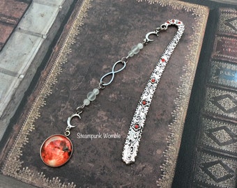 Moon bookmark, Moon witch, Moon and stars bookmark, Witchy gifts, Red moon, Metal bookmark, Wiccan pagan, Metal bookmark, Glow in the dark