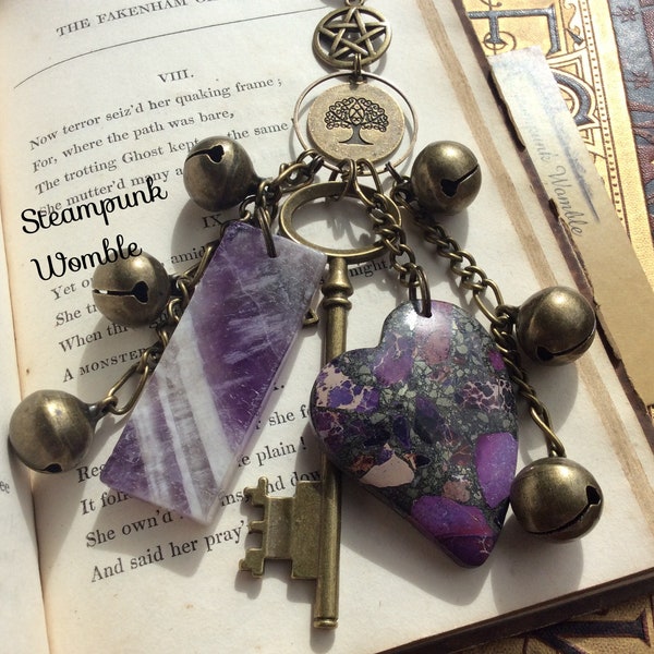 Wiccan charm, Amethyst stone, New home gift, Witchy things, Gift for a witch, Lucky amulet, Tree of Life, Protection charm, Pentacle decor