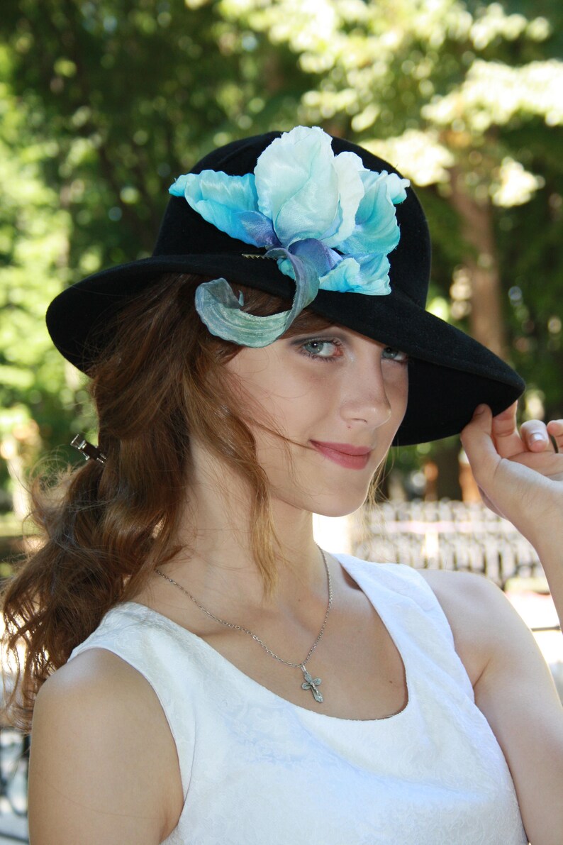 Melbourne cup hat royal ascot brooch blue silk iris Elegant Etsy