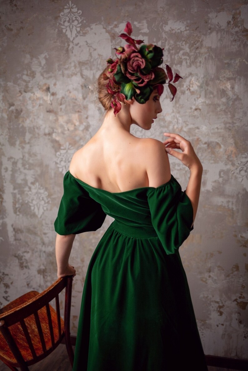 Velvet green rose millinery fascinator dress Silk flower Etsy