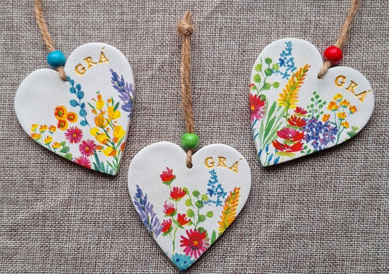 GRÁ LOVE beautiful sentiment handmade clay heart, decoupage, love heart, handmade clay gift, valentines, galentines, mums image 6