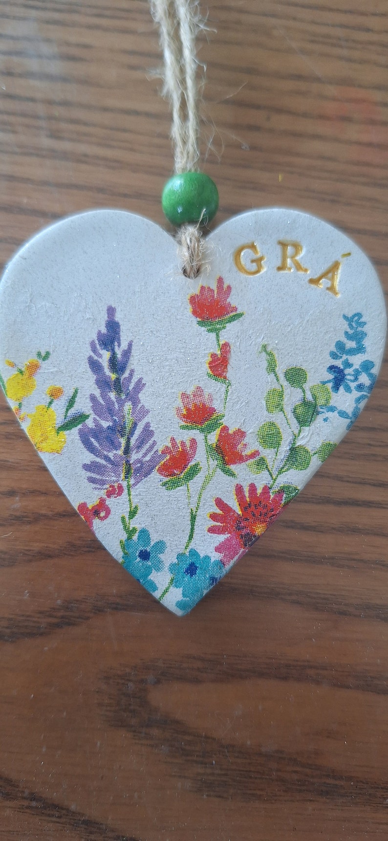 GRÁ LOVE beautiful sentiment handmade clay heart, decoupage, love heart, handmade clay gift, valentines, galentines, mums image 4