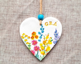 GRÁ (LOVE) beautiful sentiment handmade clay heart, decoupage, love heart, handmade clay gift, valentines, galentines, mums