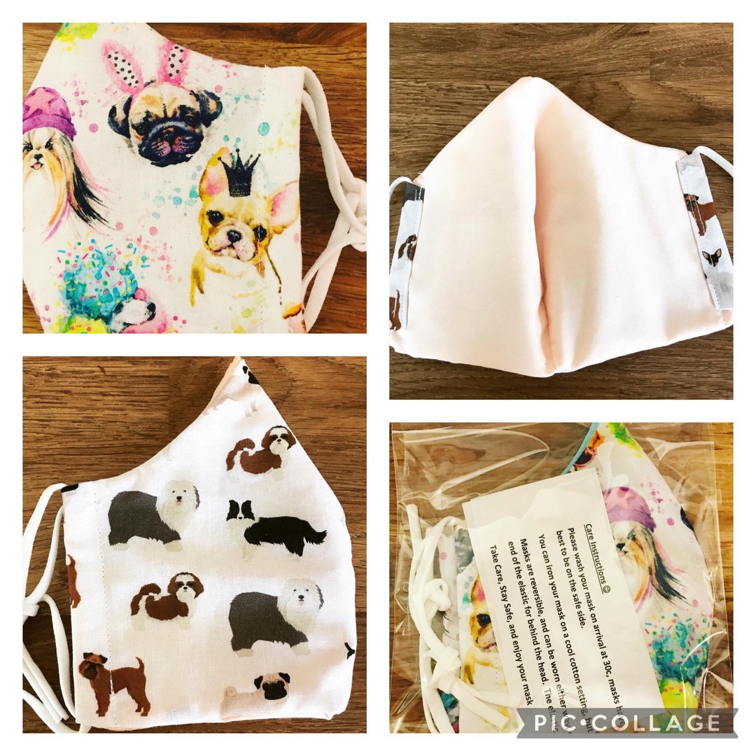 Adult 3 Layered Dog Face Mask Puppy Face Mask Dogs Dog Etsy UK