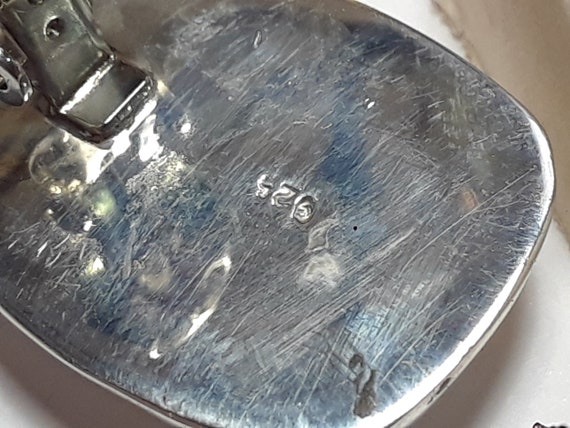 Vintage Puffed Polished Rectangular Sterling Silv… - image 4
