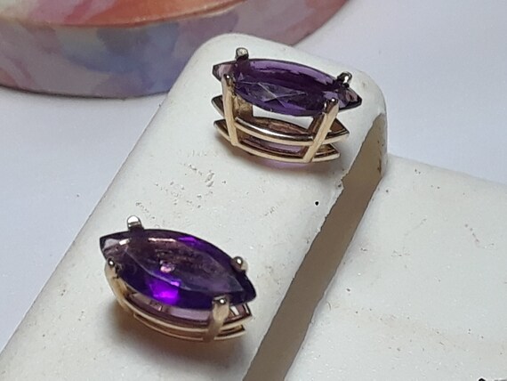 Estate 1.75ctw Natural Marquise Amethyst Basket 1… - image 1