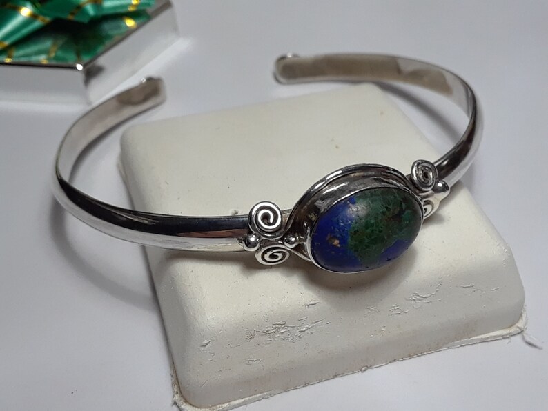 Vintage nature Lapis Rope Bezel sterling silver pendant w//o 925 silver chain