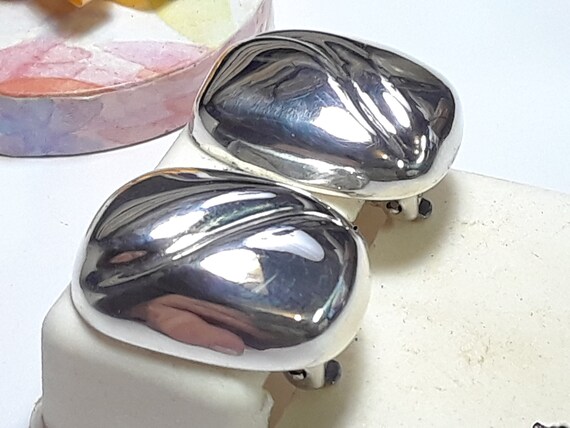 Vintage Puffed Polished Rectangular Sterling Silv… - image 2