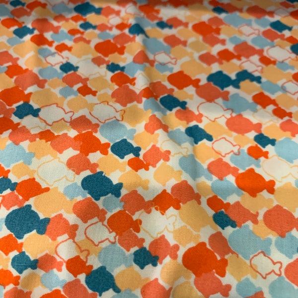 Fabric Finders Orange/ Aqua fish fabric