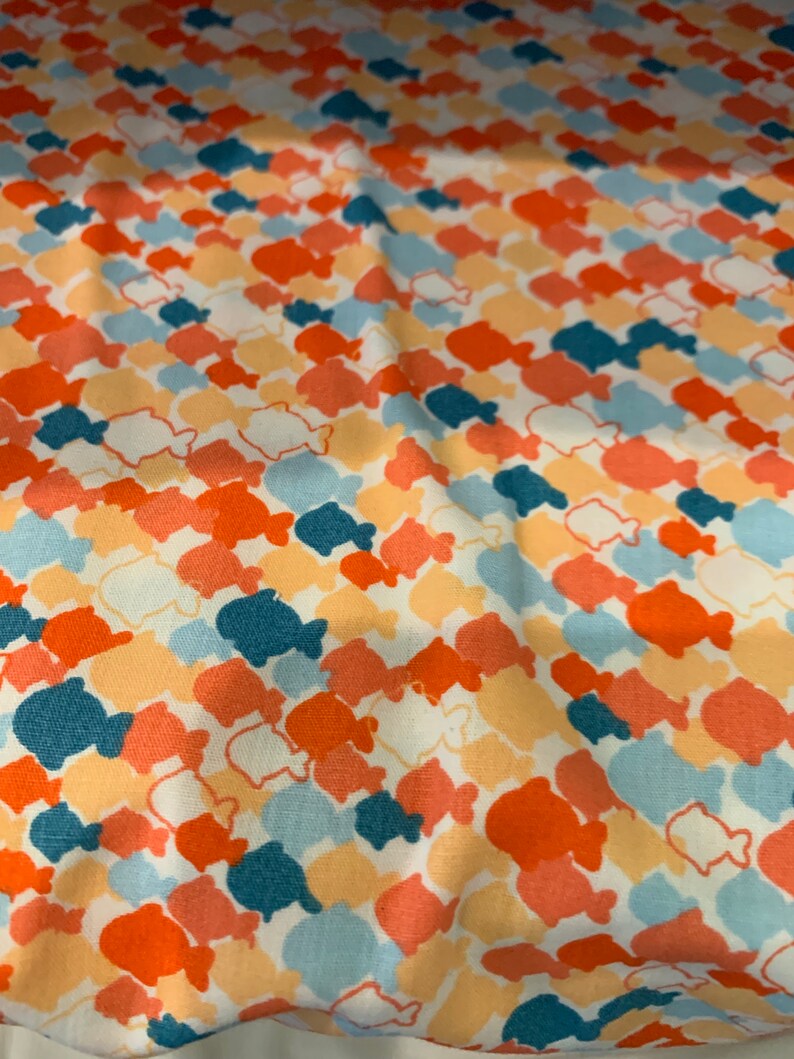 Fabric Finders Orange Aqua fish fabric