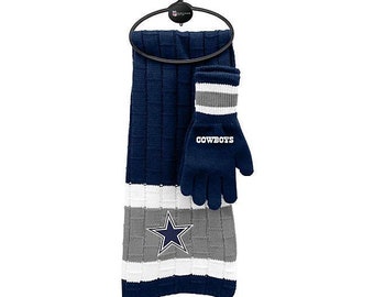 DALLAS COWBOYS NFL Knit Scarf and Gloves Set Team Colors