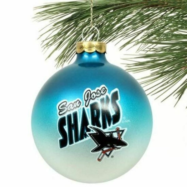 San Jose Sharks NHL Christmas Ornament Hockey Blown Glass X-Mas 2-Tone Ball New Holiday Decoration By Topperscot