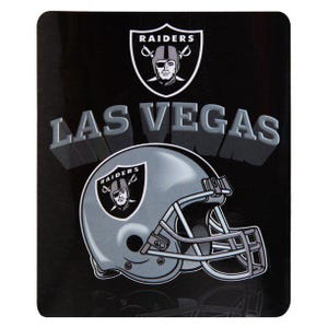 May include: Black square featuring the Las Vegas Raiders logo and helmet. The Raiders logo is at the top and on the helmet. The word "LAS VEGAS" is in large, 3D letters.