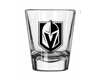 Vegas Golden Knights Shot Glass 2 Oz Classic Clear 2-Sided Logo NHL New