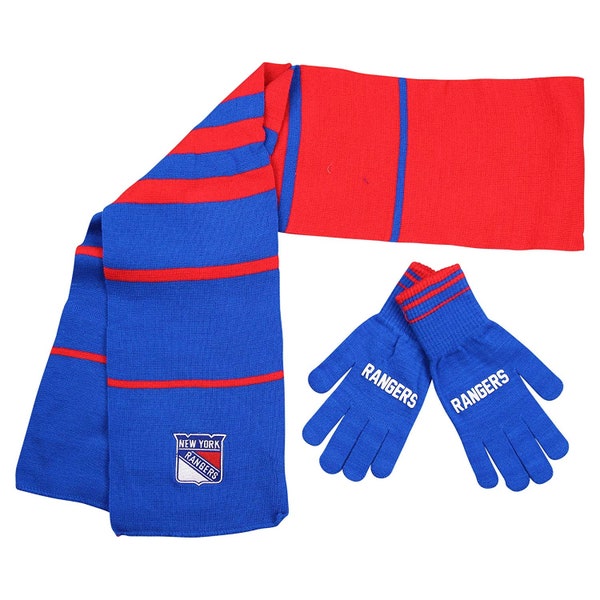 NEW YORK Rangers NHL Knit Scarf And Gloves Gift Set 70" by 10" Brand New Never used