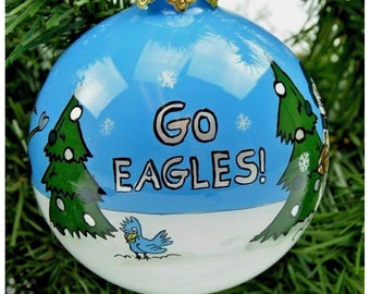 PHILADELPHIA EAGLES Glass Snowman Ornament NFL Christmas X-Mas