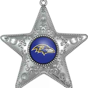 Baltimore Ravens Ornament NFL Silver Star X-Mas Christmas Tree NEW 4.5 &quot; Tall