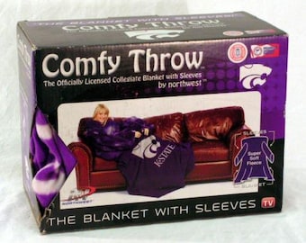 Kansas State Wildcats Huddler Comfy Throw Wearable Blanket with Sleeves Larger Team Logo Blanket NEW- Great to help keep you warm
