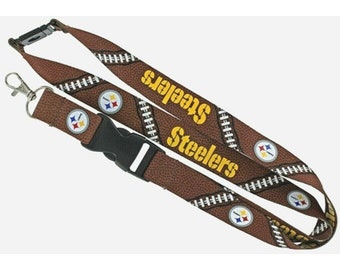 Pittsburgh Steelers Football Laces Design Lanyard Brand New NFL Licensed Looks Like a Football