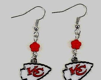 Kansas City Chiefs Earrings NFL Sophie Style Dangle With Team Logo New