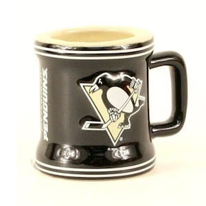 Pittsburgh Penguins NHL Shot Glass Mug Team Sculpted Ceramic 2 Oz New Licensed