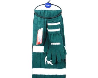 Michigan State Spartans NCAA Knit Scarf & Gloves Gift Set Team Colors 70" by 10" New