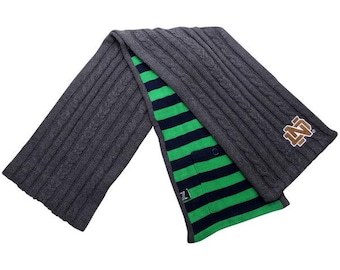 Notre Dame NCAA Varsity Scarf W/Hidden Pocket Charcoal Color With Team Logo 72" by 6"