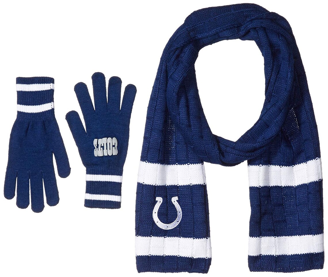 Indianapolis Colts NFL Knit Scarf and Gloves Set Team Colors Etsy