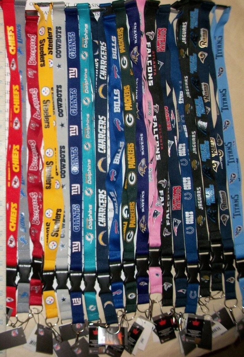 NFL Assorted Team Licensed Lanyardid Holder Keychain Key Etsy