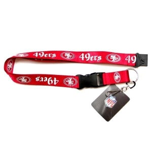 San Franciso 49ers Team Lanyard Keychain 2 Sided Old English New NFL Licensed