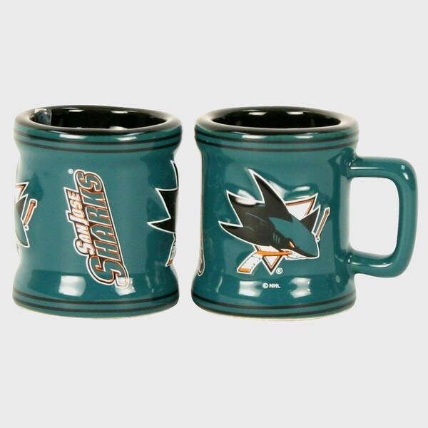 San Jose Sharks NHL Shot Glass Mug Team Sculpted Ceramic 2 Oz New Licensed