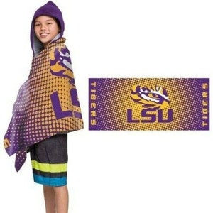 LOUISIANA STATE LSU Tigers Dots Pattern Youth Terry Cloth Hooded Wrap Towel