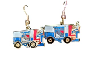 New York Rangers Dangle Zamboni Earrings Team Color W/Logo New NHL Licensed New